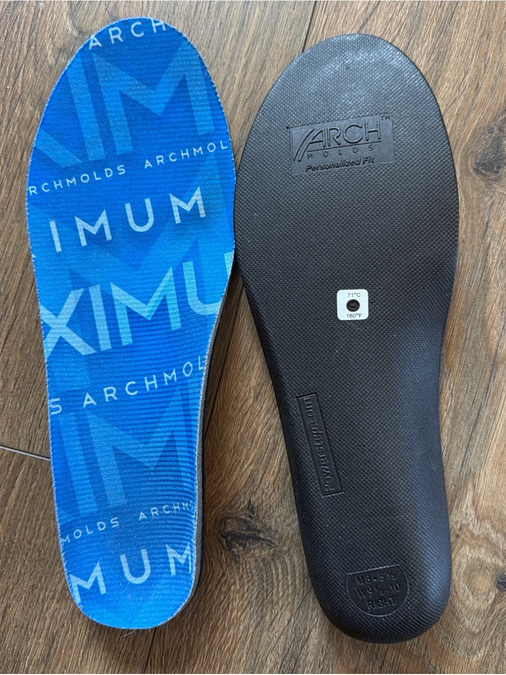 Power Step Maximum ArchMolds W9.5-10 M8-8.5 Never Heated Personalized Fit EUC